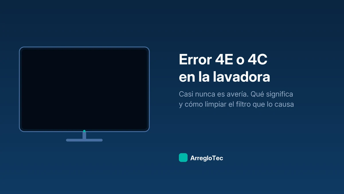 Ilustración de una lavadora mostrando un código de error en su pantalla