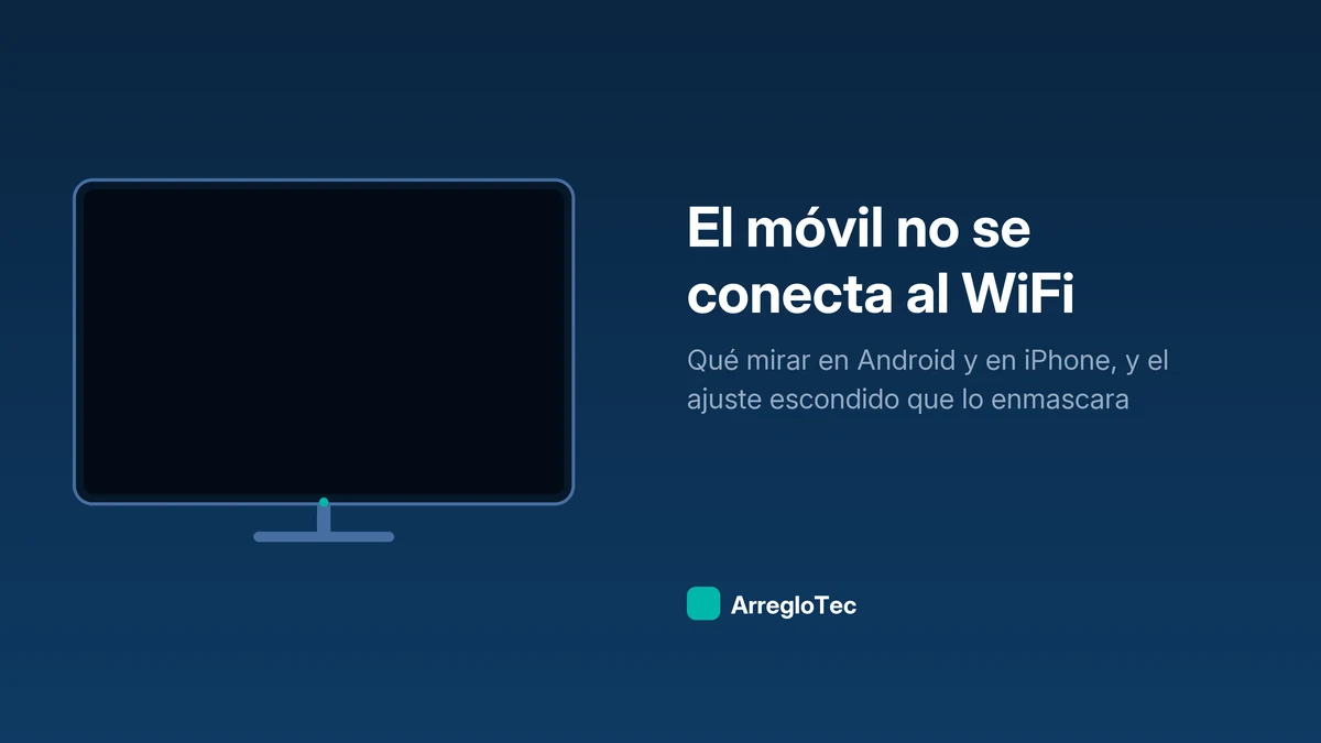 Ilustración de un teléfono móvil que no consigue conectarse a la red WiFi