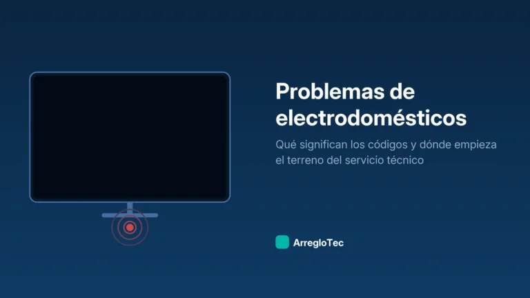 Ilustración de una lavadora y un frigorífico con avisos en pantalla