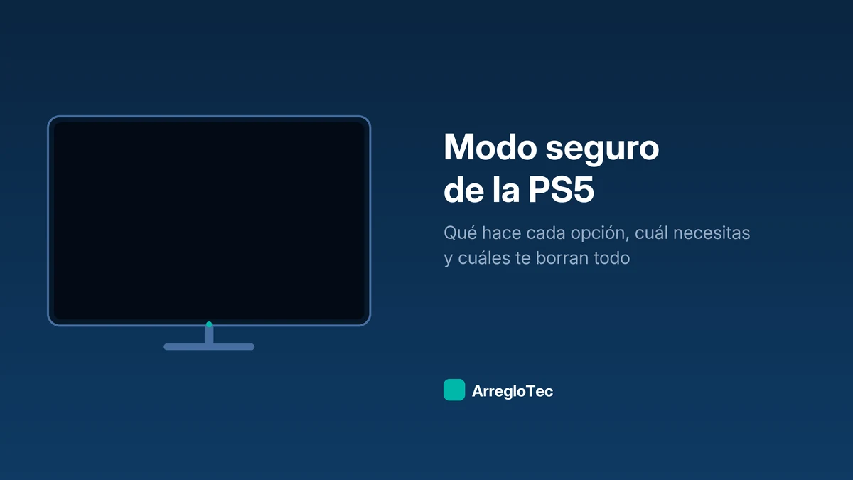 Ilustración de una consola PlayStation 5 arrancando en modo seguro