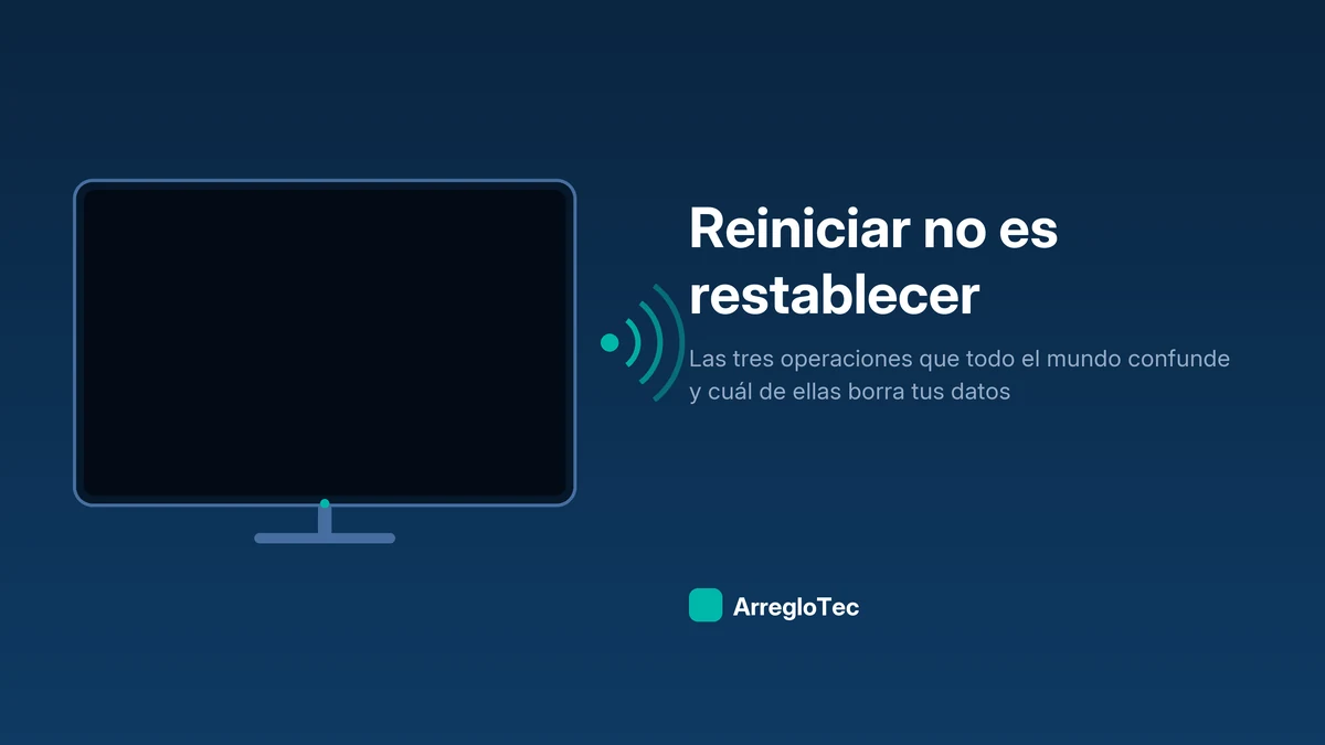 Ilustración de un botón de encendido con flechas de reinicio