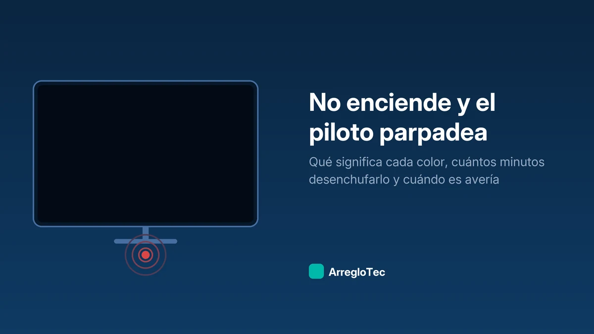 Ilustración de un televisor que no enciende con el indicador LED parpadeando en rojo